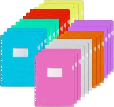 Produktbild von A4 Mappen aus Kunststoff, 24 Stück, 8 Farben, mit Etikettentasche