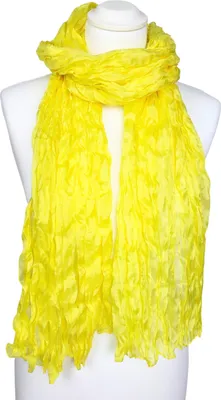 Produktbild von Knitterschal Halstuch Schal XXL gelb zitronengelb Seide 180x90cm Crinkle