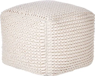 Produktbild von BELIANI Pouf Beige Baumwolle 50 x 50 x 35 cm Mit EPS-Füllung Dicker Stoffbezug Fußhocker Boho