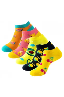 Obrázek produktu pro ASKSA 5 párů Funny Sneaker ponožky ženy muži 36-44 bavlněné barevné ponožky krátké příležitostné Fancy Funny, žlutá