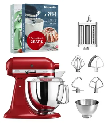 Produktbild von KitchenAid 4,8 L 5KSM175 Artisan Küchenmaschine Pastalover mit Nudelwalzen 3er- Set Empire Rot