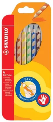 A package of Stabilo EASYcolors colored pencils for children.