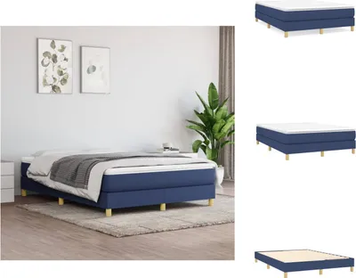 Immagine prodotto di vidaXL Letto Boxspring blu 140x190 cm in tessuto - Letti e strutture letto