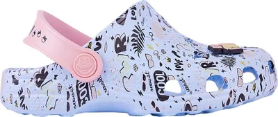 Produktbild von Coqui - "Little Frog Game Over" Doodles Clogs für Kinder, Flach PP15855 (31 EU - 31,5 EU) (Blau/Pink)