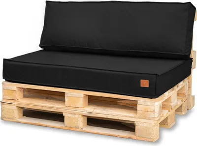 Produktbild von Palettenkissen 120 x 80 Set für Palettenmöbel Europaletten Sitzkissen EU Palettensofa komplett besteht aus 2 Teilen in Farbe: Schwarz