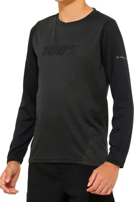 Produktbild von 100% Ridecamp Youth Long Sleeve Jersey L Black/Charcoal - atmungsaktives MTB-...