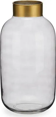 Produktbild von Vase weich Grau Gold Glas (14,5 x 29,5 x 14,5 cm)