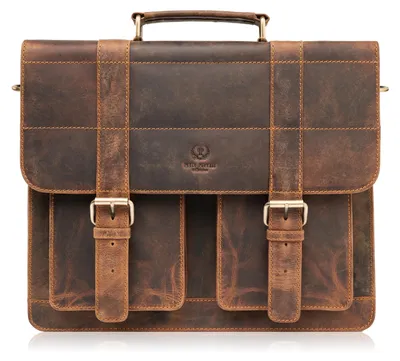 Produktbild von Paolo Peruzzi Herrentasche Umhängetasche Arbeit Tache aus Echtes Leder Vintage-Stil Neu groß Braun
