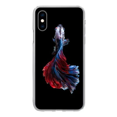 Produktbild von MuchoWow® Handyhülle Schutzhülle Hülle für iPhone X Fisch - Schwanz - Schwarz Silikon Softcase Handy Hülle - Handyhülle