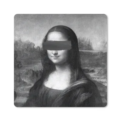 Produktbild von MuchoWow® Mauspad Mousepad Mona Lisa - Leonardo da Vinci - Schwarz - Weiß 20x20 cm - Mousepads - Maus Mat - Pad - Mausunterlage - Desk Mat - Bureauartikeln