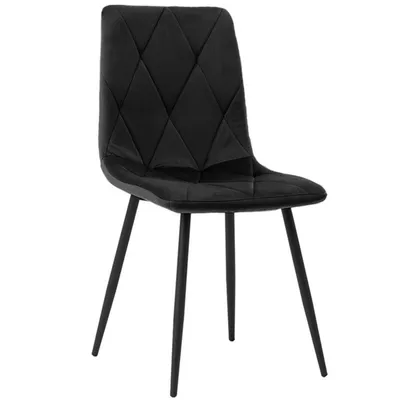 Zdjęcie produktu dla Krzesło tapicerowane welurowe do salonu kuchni jadalni czarne velvet loft