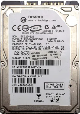 Productafbeelding van Hitachi HTS543232L9A300 harde schijf, 320GB, SATA, 2,5", interne schijf voor notebook, laptop of pc