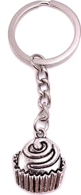 Zdjęcie produktu dla Onwomania Brelok do kluczy Muffin Luggage Srebrny metalowy wisiorek Charm