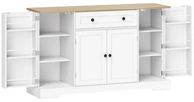 Produktbild von Sideboard-Küchenschrank mit 4 Türen und Schublade | Farbe: Weiß | Abmessungen: 138x40x85 cm