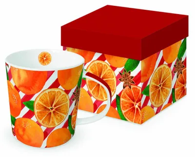 Produktbild von PPD Oranges & Stripes Trend Mug, in Geschenkbox, Tasse , Becher, New Bone China, 400 ml, 360303412