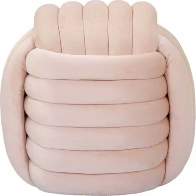 Produktbild von Moderner Samt-Pouf Softy mit gestepptem Design - Pink