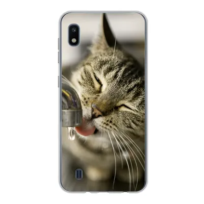 Produktbild von MuchoWow® Handyhülle Schutzhülle Hülle für Samsung Galaxy A10 Katze - Wasserhahn - Getränk Silikon Softcase Handy Hülle - Schutzhülle