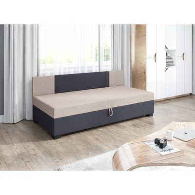 Produktbild von Gepolstertes Einzelbett 90x195 POLYNA 1 - hellbraun/graphit