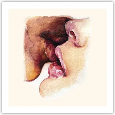 Produktbild von Poster - Poster ohne Rahmen - Kuss Mund Paar - 60x60 cm - Wand Bild - Wanddeko - Wandbilder - Kunstposter - Wandposter - Bilder - Kunstdruck - Wanddekoration - Wandbild - P2XAC60x60-5051