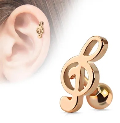 Produktbild von Helix & Tragus Ohr Piercing „Notenschlüssel“ Rose Gold