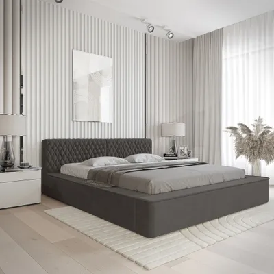 Produktbild von Polsterbett Doppelbett NORFOLK 160x200cm in Stoff Ditra Anthrazit