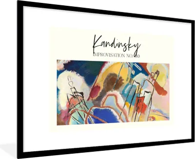 Produktbild von MuchoWow® Gerahmtes Poster Malerei - Abstrakt - Kandinsky 90x60 cm - Poster mit Schwarzem Bilderrahmen Wandposter Rahmen Foto Bilder - Wanddekoration - Fotos