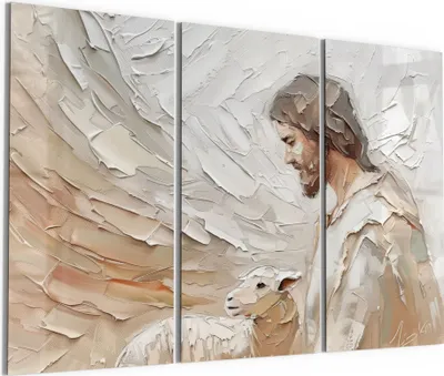 Produktbild von DEQORI Glasbild Echtglas 3x50x100 cm 'Der gute Hirte' Wandbilder XXL groß