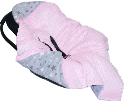 Produktbild von Baby Wende Einschlagdecke MINKY mit Kapuze 90x90 cm Babyschale Decke Zweiseitig 33. EI33