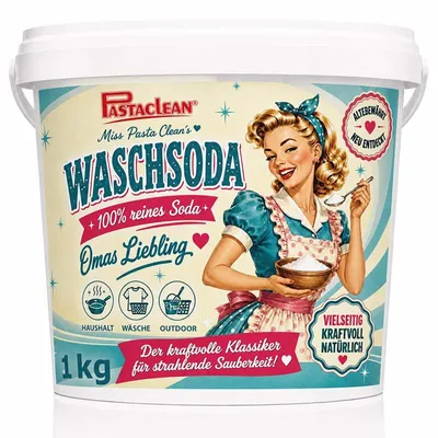 Produktbild von Pastaclean Waschsoda 1 kg – 100 % reine Soda (Natriumcarbonat) gegen Fett, Verkrustungen & Flecken, für Küche, Wäsche, Bad & Garten, Pulver