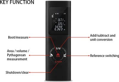 Zdjęcie produktu dla 40M Inteligentny ręczny dalmierz Cyfrowy mini miernik odległości Przenośne ładowane przez USB elektroniczne urządzenie do pomiaru przestrzeni do pomiaru odległości objętości obszaru