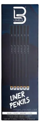 Zdjęcie produktu dla LEVEL3 Liner Pencils White 6 szt – kredki barberskie do konturów i hair tattoo, białe, precyzyjne, anti-smudge