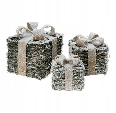 Immagine prodotto di 3 pezzi. Regali a LED Set di scatole regalo illuminate Scatola luminosa Decorazione natalizia