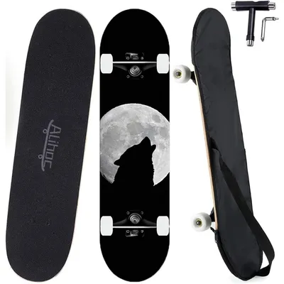 Produktbild von Skateboard 31 Zoll 7 Lagen Ahorn Nachtwolfskopf max. 150 kg