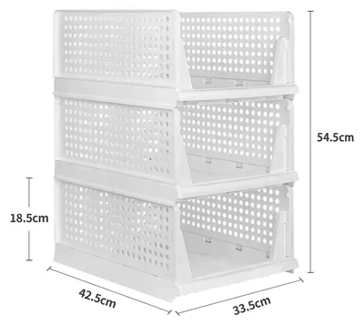 Produktbild von Kleideraufbewahrung Schrank - Faltbare stapelbare Aufbewahrungsbox L - Kunststoff Schubladen Organizer - Für Schlafzimmer und Kleiderschrank - 3er Set - Weiß