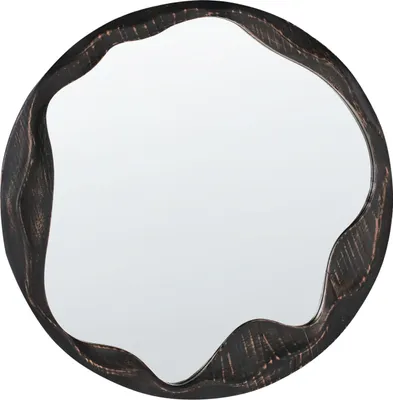 Zdjęcie produktu dla BELIANI Lustro ścienne ciemnobrązowe drewno sosnowe ⌀ 60 cm styl retro akcesoria okrągłe