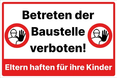 Produktbild von Betreten der Baustelle verboten Schild 20x30 cm wetterfestes Baustellenschild mit Klebepads