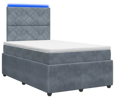 Immagine prodotto di Letto boxspring LED con materasso grigio scuro 120 x 190 cm velluto