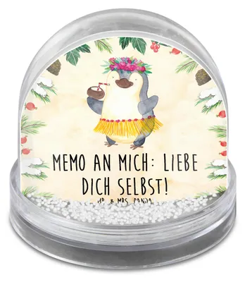 Produktbild von Mr. & Mrs. Panda Weihnachts Schneekugel Pinguin Kokosnuss - Naturpapier - Geschenk, dekoartikel, Urlaub, Aloha, schnee kugel, Hawaii, Weihnachten, glitzerkugel, Große