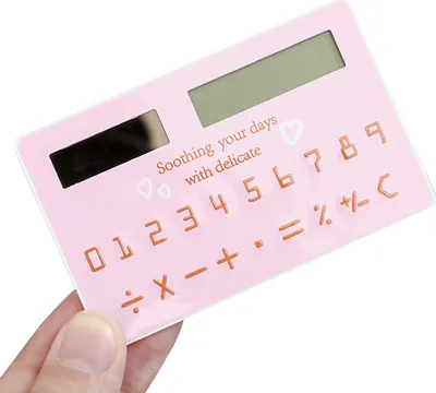 Produktbild von Mini-Kartengroessenrechner Ultradue nner, niedlicher, solarbetriebener Cartoon-Rechner 8-stelliges Display Tragbar fue r Bue roschue ler Schrein