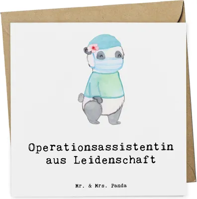 Produktbild von Mr. & Mrs. Panda Glückwunschkarte Operationsassistentin Leidenschaft - Weiß - Geschenk, Lustig, Ausbildung, Klappkarte, faltkarte, OTA, Grußkarte, doppelkarte, Spruch