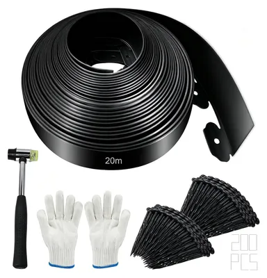 Immagine prodotto di Bordo flessibile per giardino in plastica, lunghezza 20 metri, con 200 picchetti