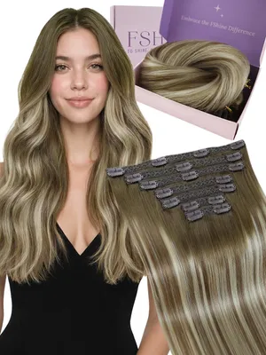 Imagen del producto de Conjunto de extensiones de cabello con clip, de 7 piezas, de 16 pulgadas