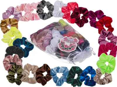 Produktbild von 24 Damen Haarbänder »Scrunchie« Haarband Haargummi im Organza-Beutel 24-farbig