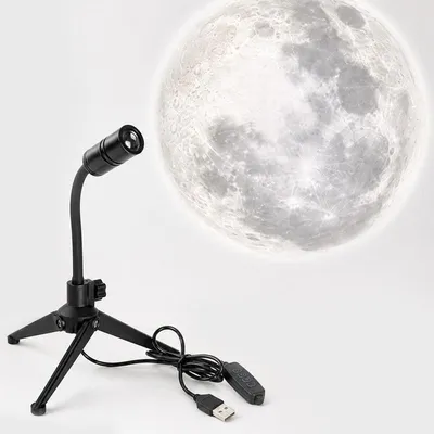 Produktbild von Mond Projektor Nachtlicht, 3 Farben & dimmbar, 360° biegsam, USB – 12–65 Zoll Projektion, für Schlafzimmer, Wand, Decke