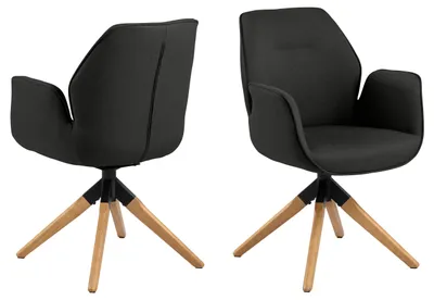 Produktbild von AC Design Aura, Gepolsterter Sitz, Stoff, Dunkles Grau, Gepolsterte Rückenlehne, Stoff, Grau