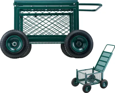 Image de SucceBuy Siège roulant de jardin avec espace de rangement, supporte jusqu'à 180 kg, dimensions : 76x52x44 mm