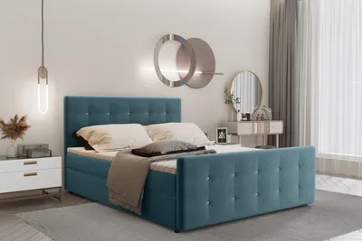 Produktbild von Kaiser Möbel Boxspringbett 160x200 mit bettkasten und matratze+topper, Schlafzimmerbett AMOR Türkis