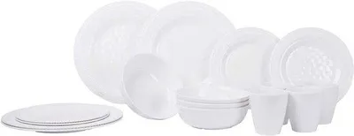 Produktbild von Geschirrset für Outdoor - 16-teilig, bruchsicher, weiß