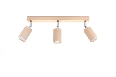 Zdjęcie produktu dla Spot BERG jasne drewno-chrom 3xGU10x40W drewno wym:20x45x45cm IP20 Sollux Lighting