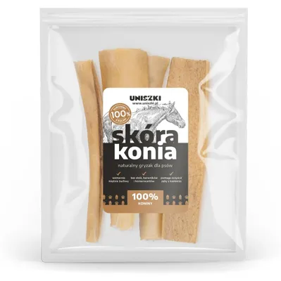 Obrázek produktu pro Uniszki Přírodní sušený pamlsek pro psy z koňské kůže 100g